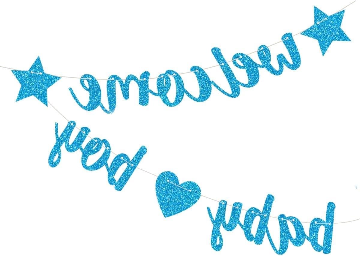 Babyshower Decoraties - Welkom Baby Banner - Feestelijke Aankleding - Voorgespannen Bunting - 3 Meter Lint - Blauw