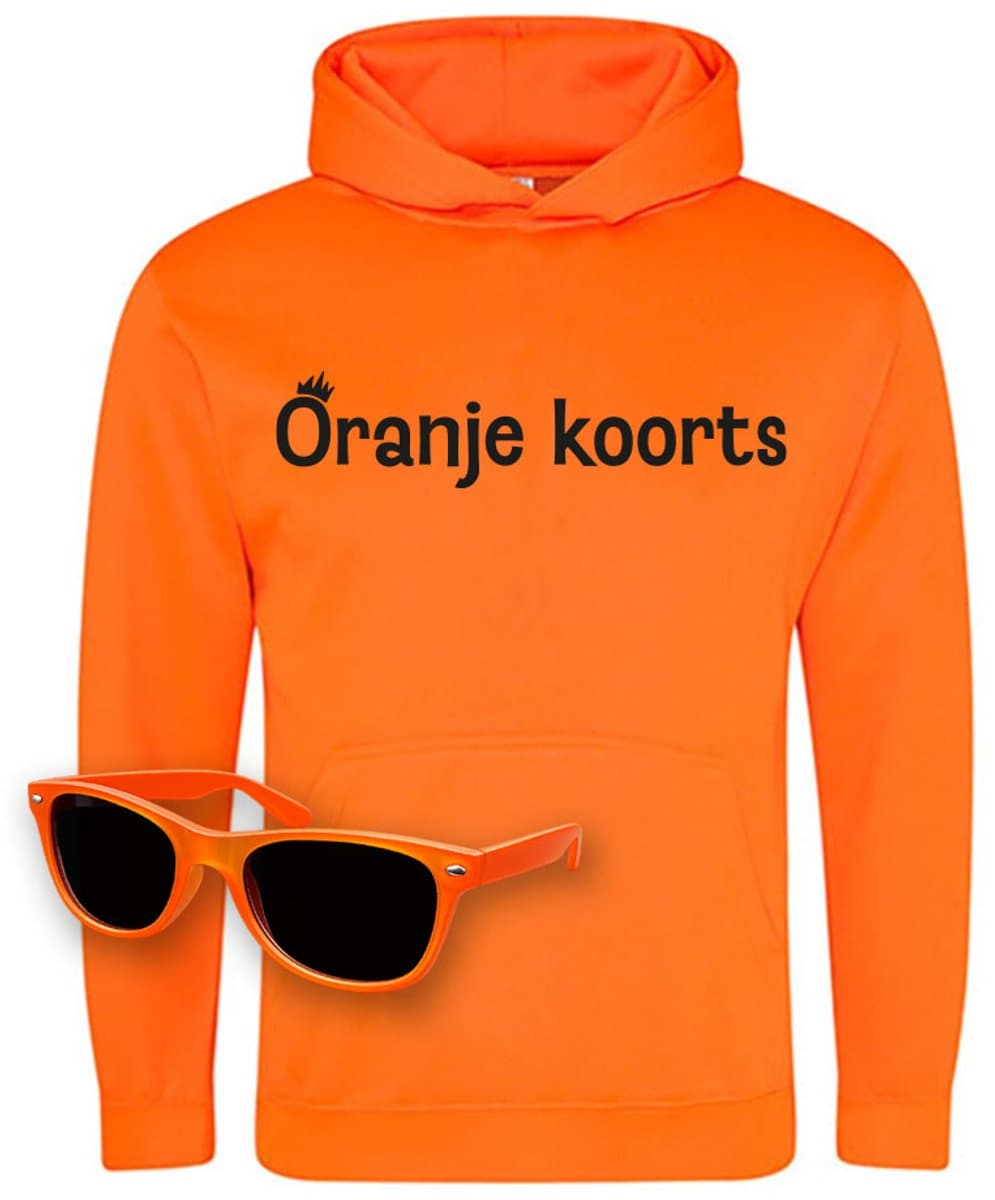 Koningsdag & WK 2026 Oranje Hoodie + Oranje Zonnebril - Unisex Trui