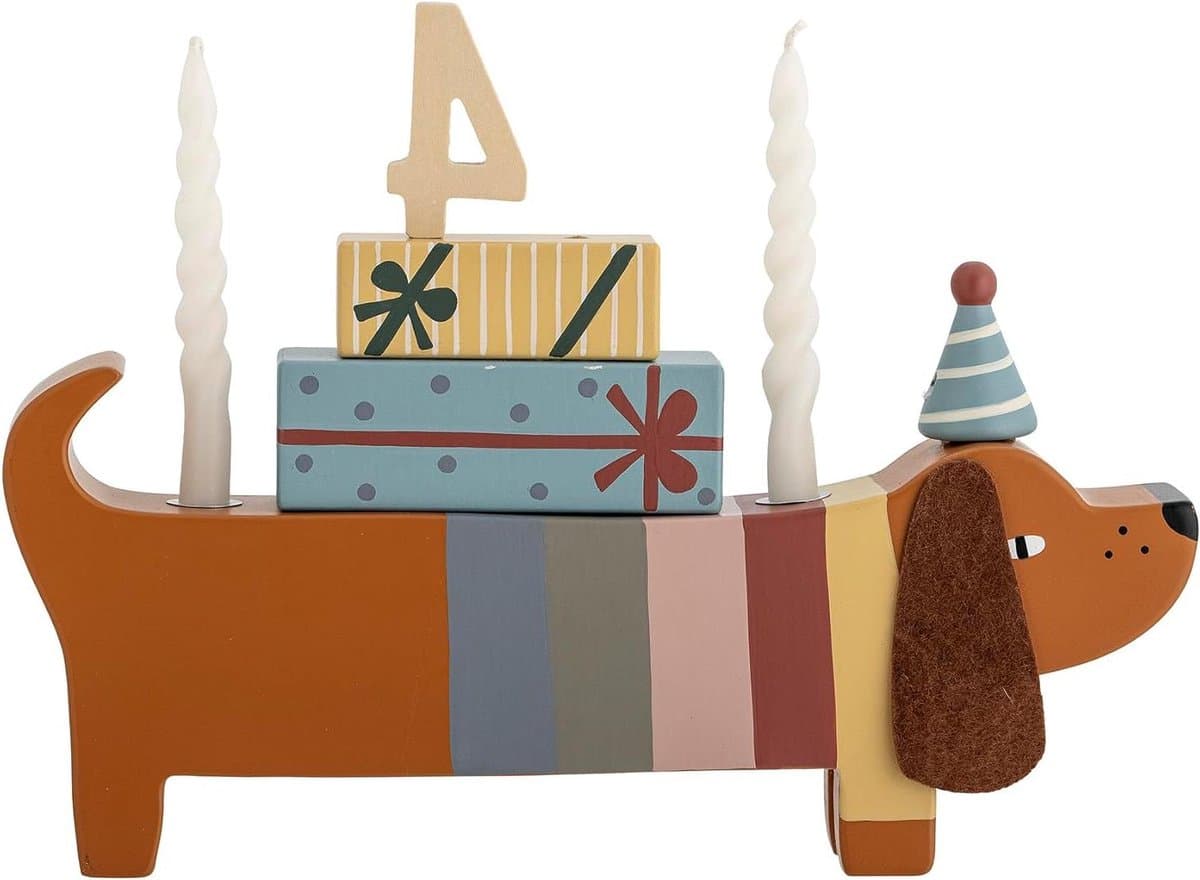 Verjaardagsdecoratie Hout - Taartdecoratie Kind Kandelaar Feest - Verjaardag Vieren - FSC-gecertificeerd Lotushout - 28 x 14 x 5 cm