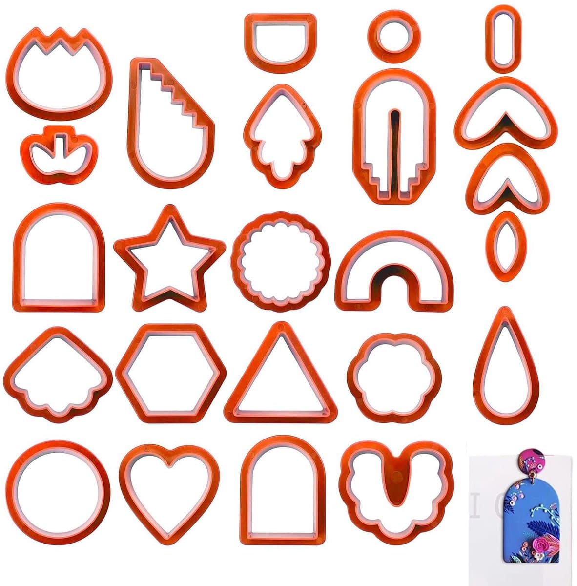 Dailygoods- Oorbelsnijders 24 Stuks - Uitsteekvormen Klei - Polymeerklei - Voor Sieraden/Sculpturen - Kunststof - Veelzijdig Inzetbaar - Uitsteekvormpjes
