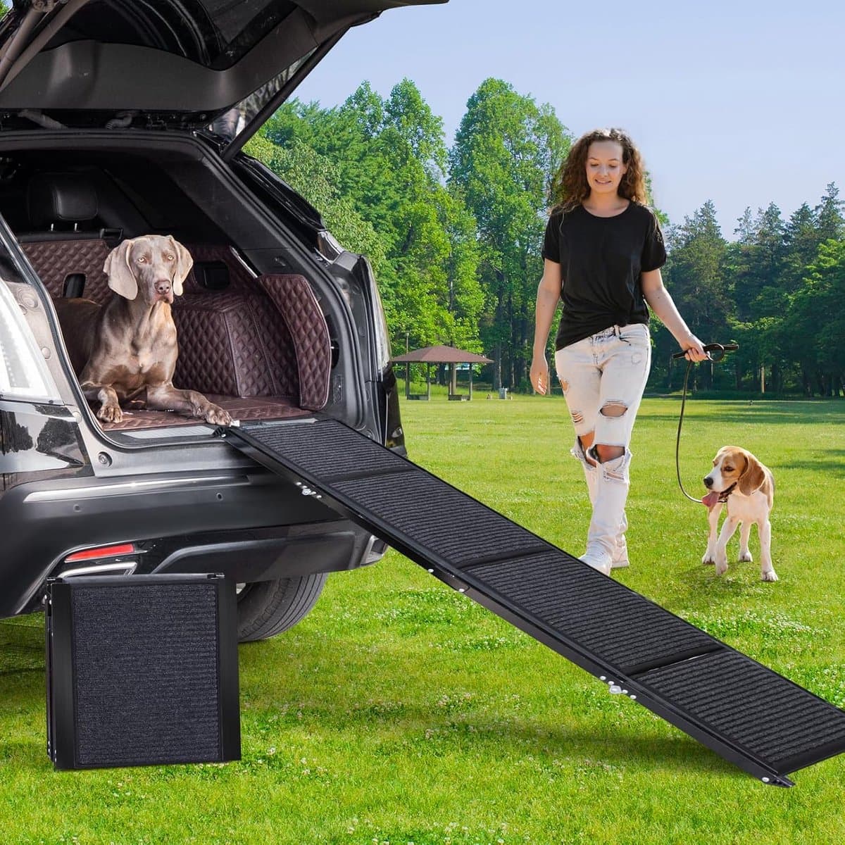 Honden Opstapjes - Hondenladder Auto - Veilig Instappen - Inklapbaar Aluminium - 180 cm - Zilver