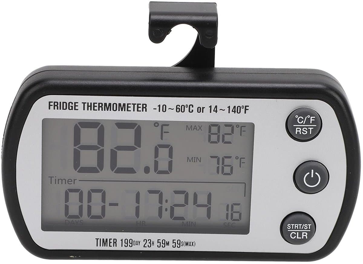 Dailygoods- Koelkastthermometer Nauwkeurig - Digitale Koelkastthermometer - Groot LCD-scherm - Waterdicht - Ingebouwde Magneet - Temperatuurbereik -10-60℃ - Vriesthermometer
