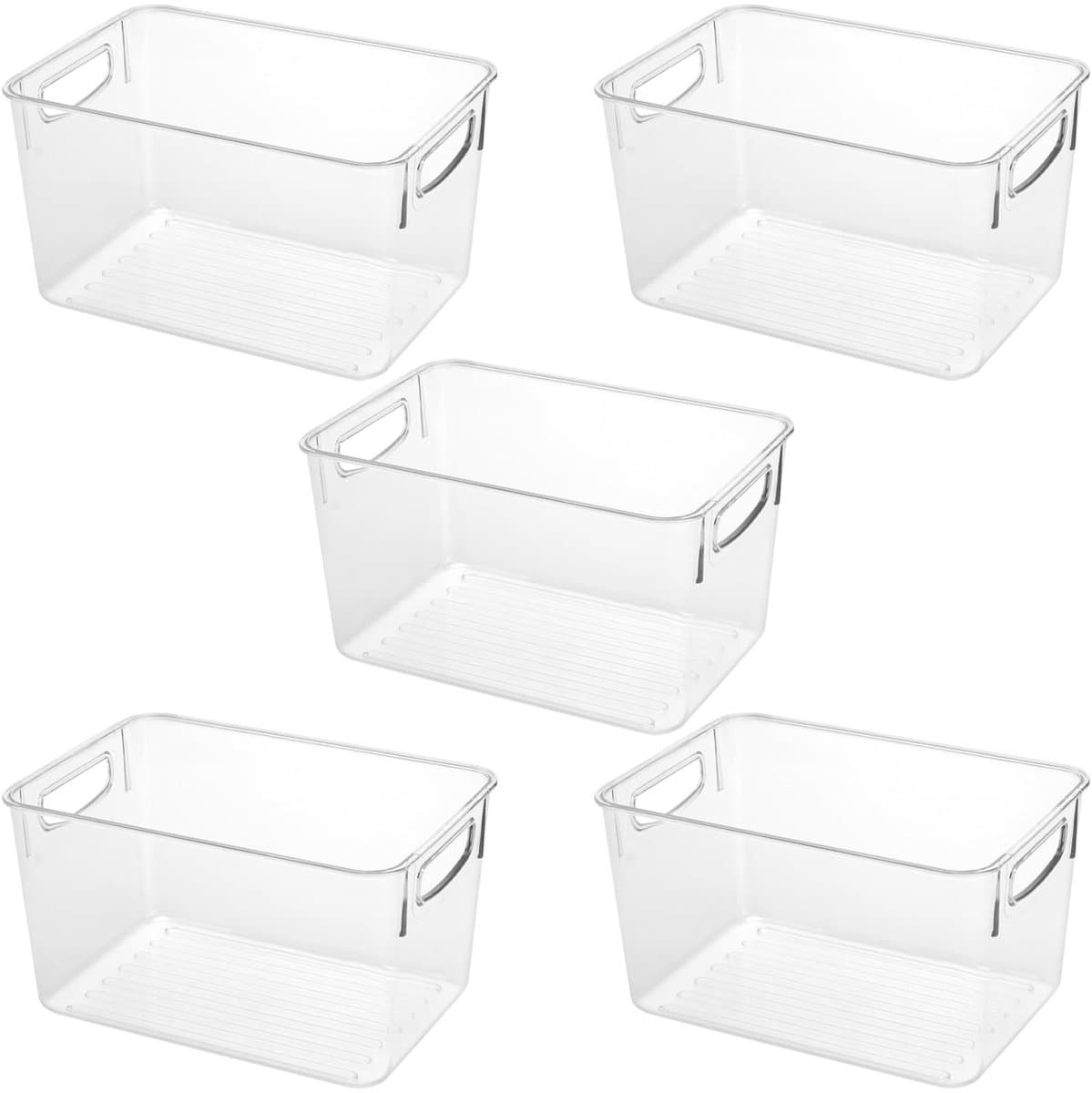 Dailygoods- Koelkastorganisatoren 5 Stuks - Doorzichtige Opbergdozen - Vriezer Organizer - Plastic Koelkastopslagcontainers - Voedselopbergdoos - Makkelijk Schoon te Maken