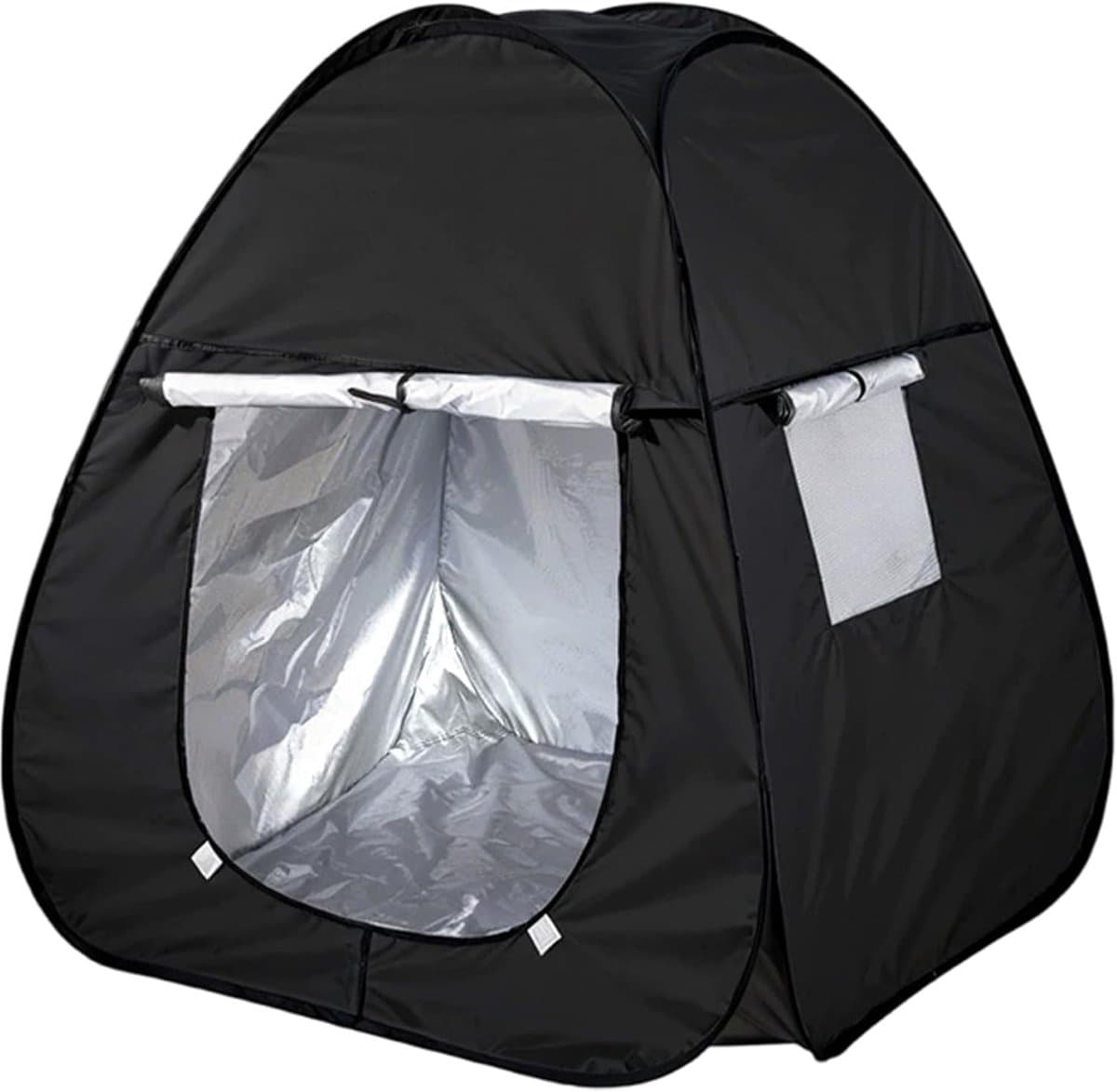 Sensorische tent voor kinderkamer - 90% verduistering - Verhoogt de privacy - Perfect om te lezen en te ontspannen - Geschikt voor binnen- en buitengebruik - Opvouwbaar - Zwart - Zilverkleurige verduisteringstent
