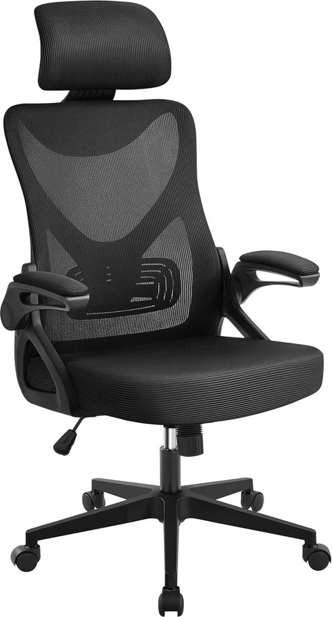 Bureaustoel Ergonomisch - Comfortabel Werken Zonder Rugpijn - Verstelbare Hoogte & Ademende Mesh Rugleuning - Voor Kantoor Thuiswerk Gaming - Computerstoel Bureau Stoel Met Armleuning