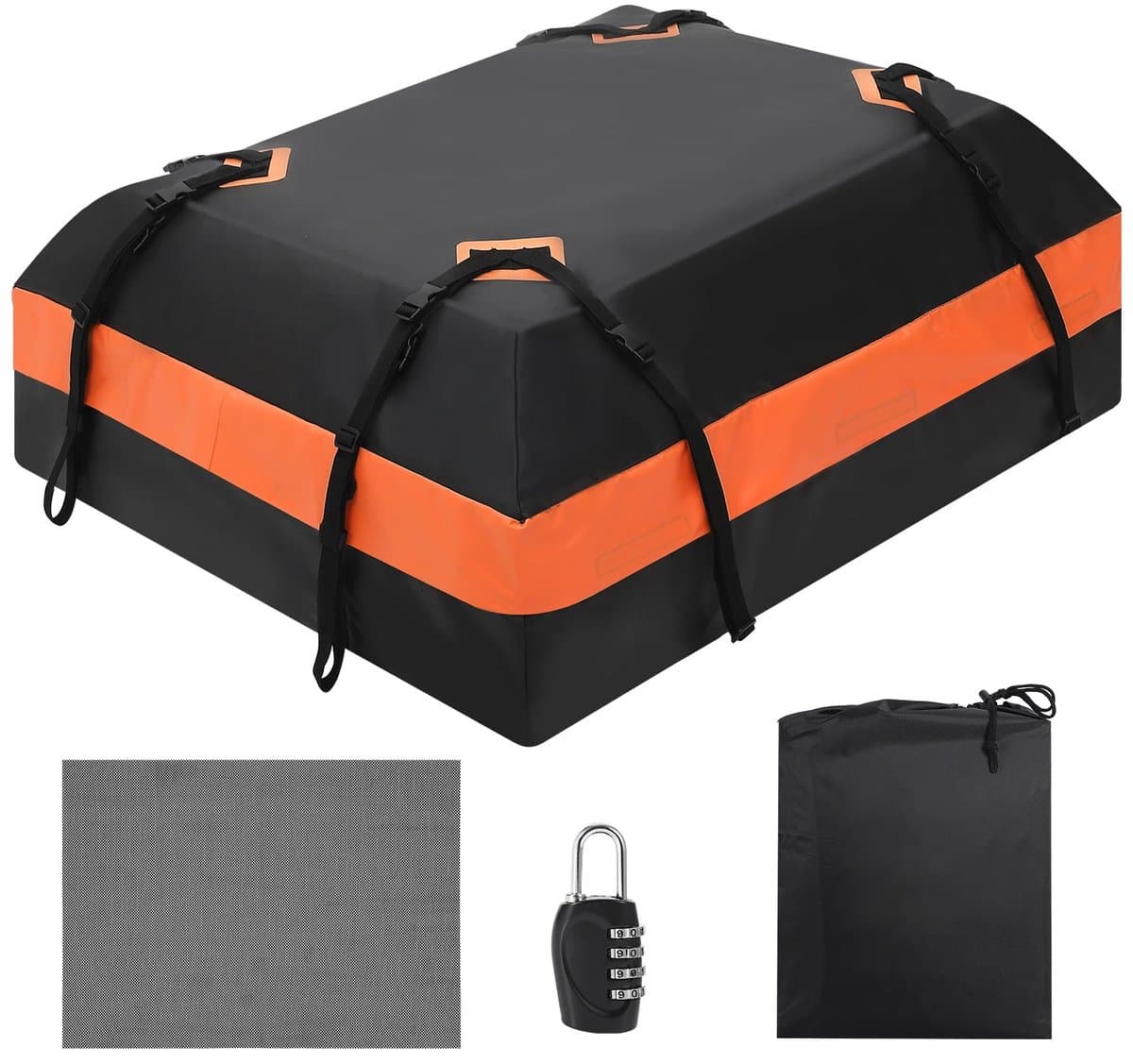 Allero Waterdichte autodakkoffer - Dakkoffer opvouwbaar - Dakkoffer tas - Reizen - Vakantie - Zwart - PVC - H45xL112xB86