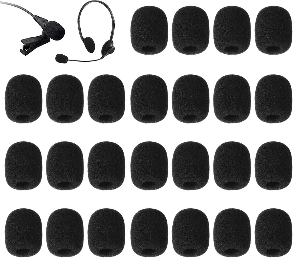Set van 25 Microfoon Windscreens voor Popfilter Bescherming, Foam Rubber, Geschikt voor Mini Microfoons en Lavalier Headsets