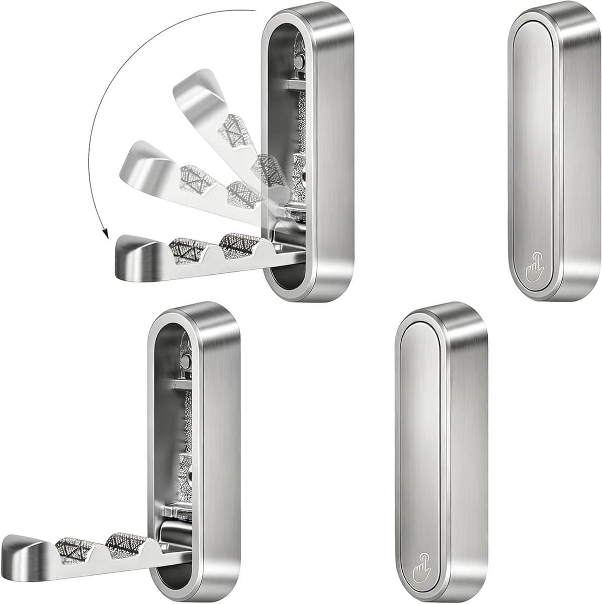 Opvouwbare Wandhaken - Intrekbare Haken - Ruimte Besparen - Zinklegering Materiaal - 4 stuks - Zilver