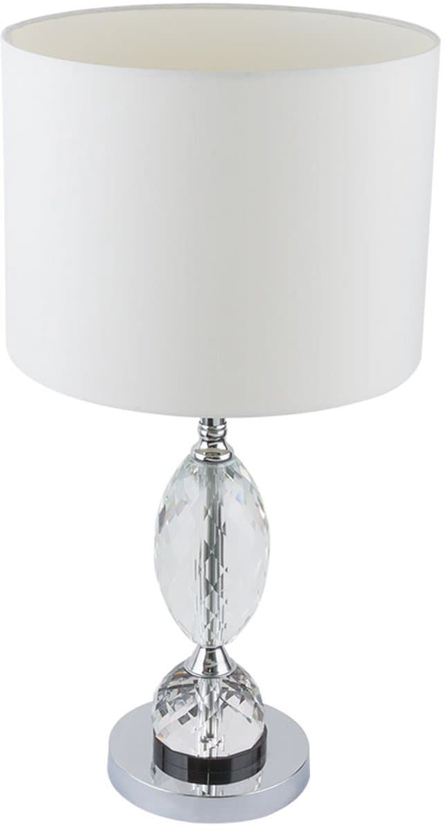 Schrijftafel Lamp Chroom Textiel Wit Kristal Glas Slaapkamer Kantoor