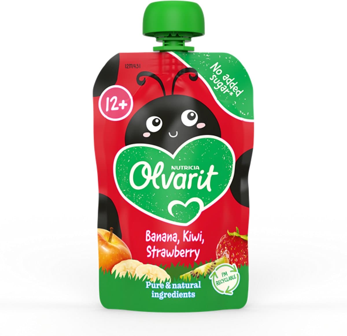 Olvarit Knijpfruit 12+m Aardbei Banaan Kiwi 100 gr