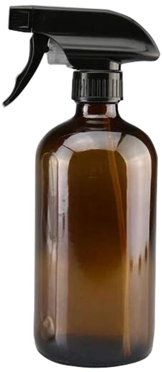 Allecto - Bruine glazen spuitfles - Navulbare fles - 500 ml - Verstuiver - Duurzaam gebruik - Perfect voor etherische oliën - Geschikt voor haarver...