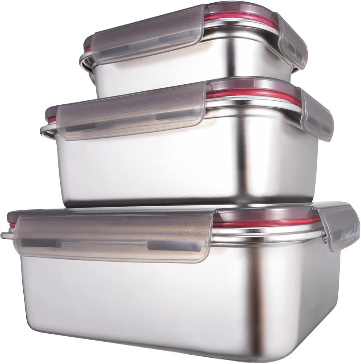 Vershouddozen van roestvrij staal/lynxbox met luchtdicht deksel, set van 3, meal prep, voorraaddoos, voedselcontainer voor de keuken