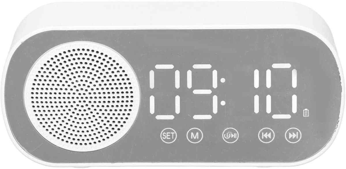 VT Goods - Elektrische Wekker - Bluetooth luidspreker - Modern design - Wit - FM-radio - Draadloos muziek luisteren - Geschikt voor slaapkamer - Spi..