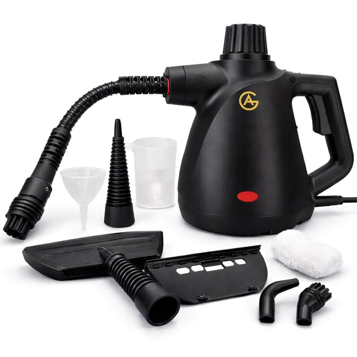 AG Handstoomreiniger – 12-in-1 Stoomreiniger – Handstomer – Compact & Krachtig – Dieptereiniging voor Badkamer, Tegels, Ramen & Textiel – 3.2 Bar – 30s Opwarmtijd – Inclusief Accessoires – 450ml – Black Edition