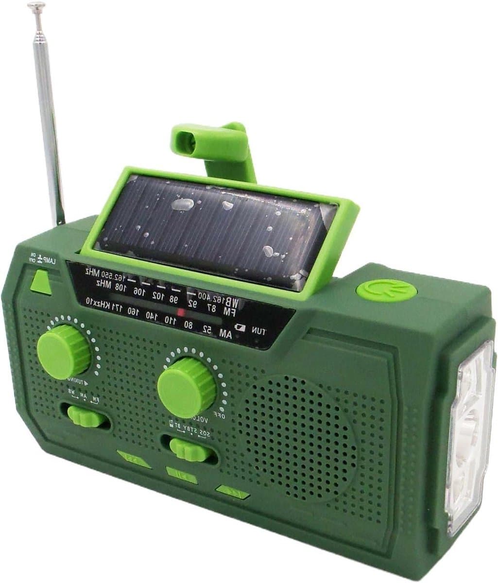 Weerradio Zaklamp - Noodradio Speaker - Outdoor Kamperen - Dubbele Energiebronnen - 15 x 8 x 6 cm - Lake Green