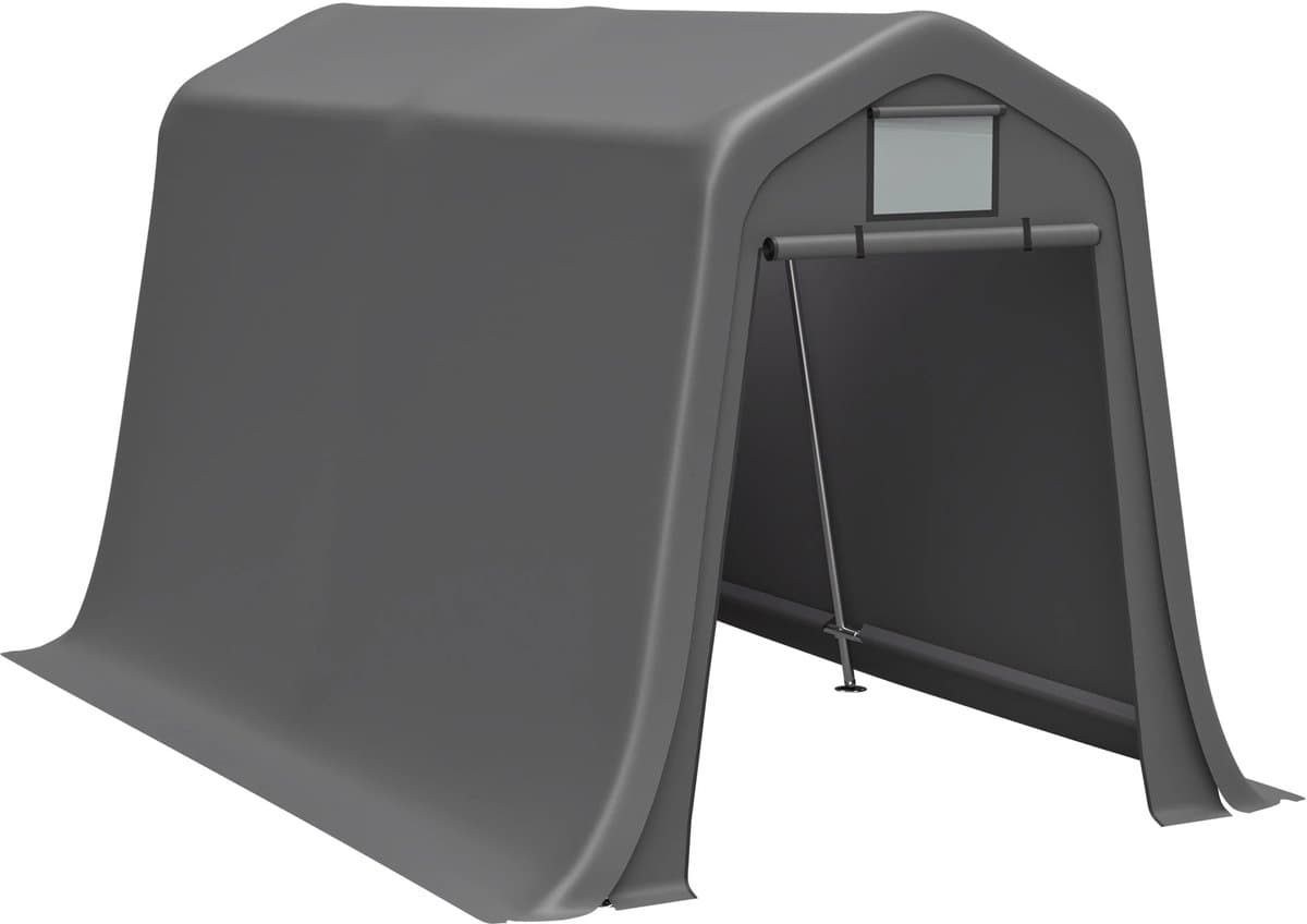 Velmio Fietsenstalling Tent - Fietsenschuur- Overkapping - Weerbestendig - 213 × 366 × 225 cm - Met Zonwering - Grijs