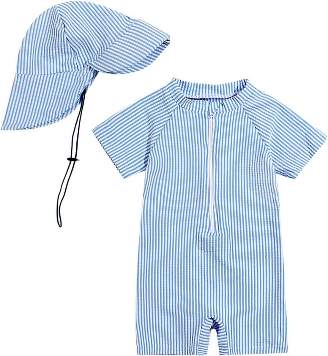 Zonnehoed voor Baby Jongens met UV-bescherming en Eendelige Badpak voor Zwemkleding