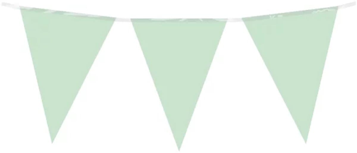 10 meter vlaggenlijn - Pastel groen - 15 vlaggen - Plastic voor binnen & buiten - 30 cm vlaggen - Herbruikbare slinger