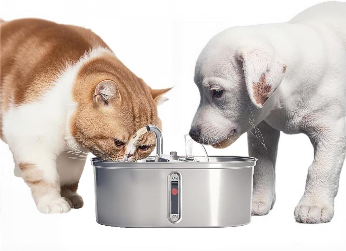 Waterfontein Katten - Drinkfontein Huisdier - Vers Water Bieden - Dubbele Uitloop - 32 Liter - Zilver