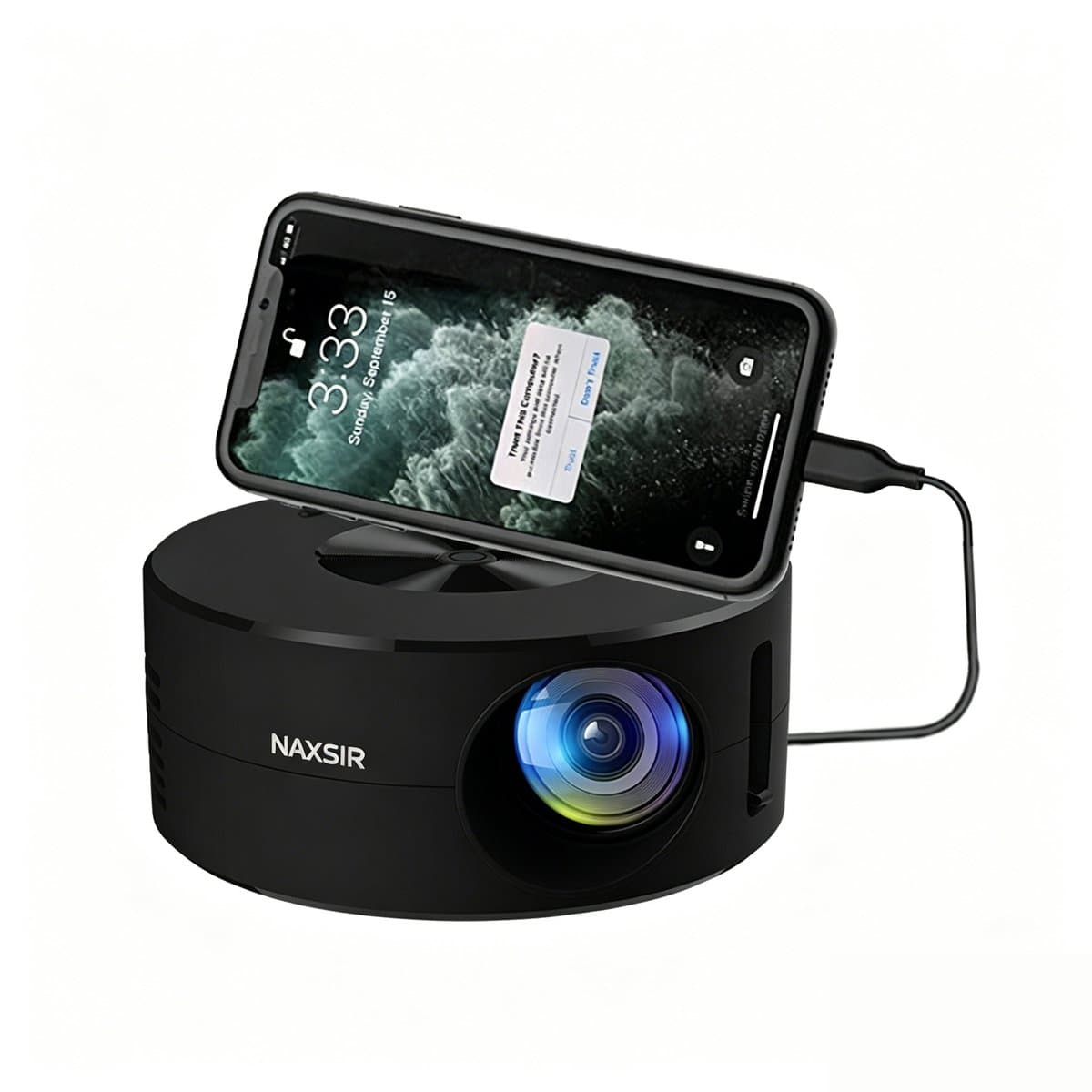NAXSIR Mini Projector voor Thuisgebruik - Draagbare Beamer voor Smartphone, 100 Inch Scherm, Oplaadbaar met Powerbank