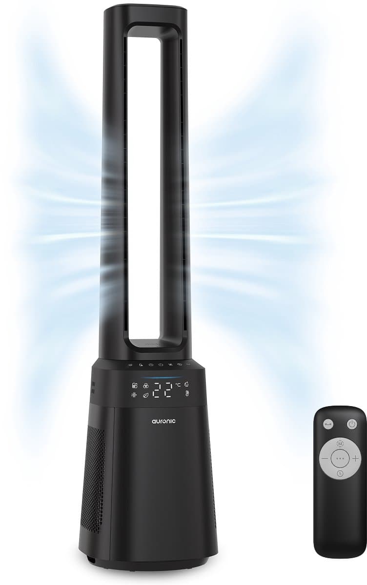 Auronic Torenventilator - Bladeless Model 2 in 1 - Luchtreiniger met HEPA-filter - Ventilator - 10 Standen - Afstandsbediening - 105 cm - Zwart
