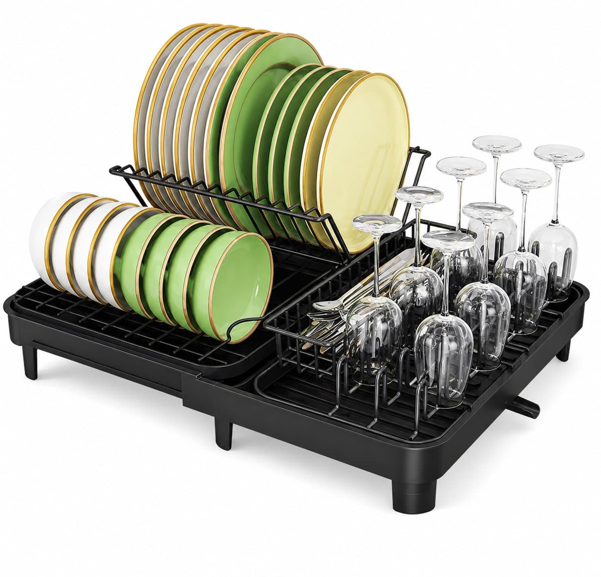Innovastore Keukenafwasrek - Afdruiprek - Droogrek voor Afwas - Afwasrek - Rek - Keuken & Camping - Roestvrijstaal - Zwart