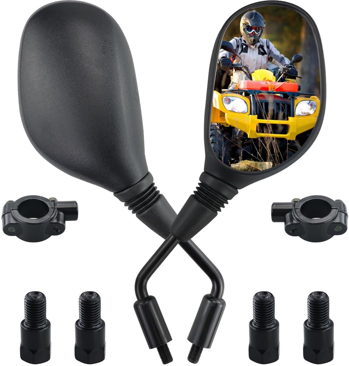 Dailygoods- Achteruitkijkspiegel 360 Graden Instelling - Motorfiets/Scooter - Kunststof - Zwart - 8/10 mm Schroeven - Afmetingen 32 x 14 x 5 cm - Motorspiegel