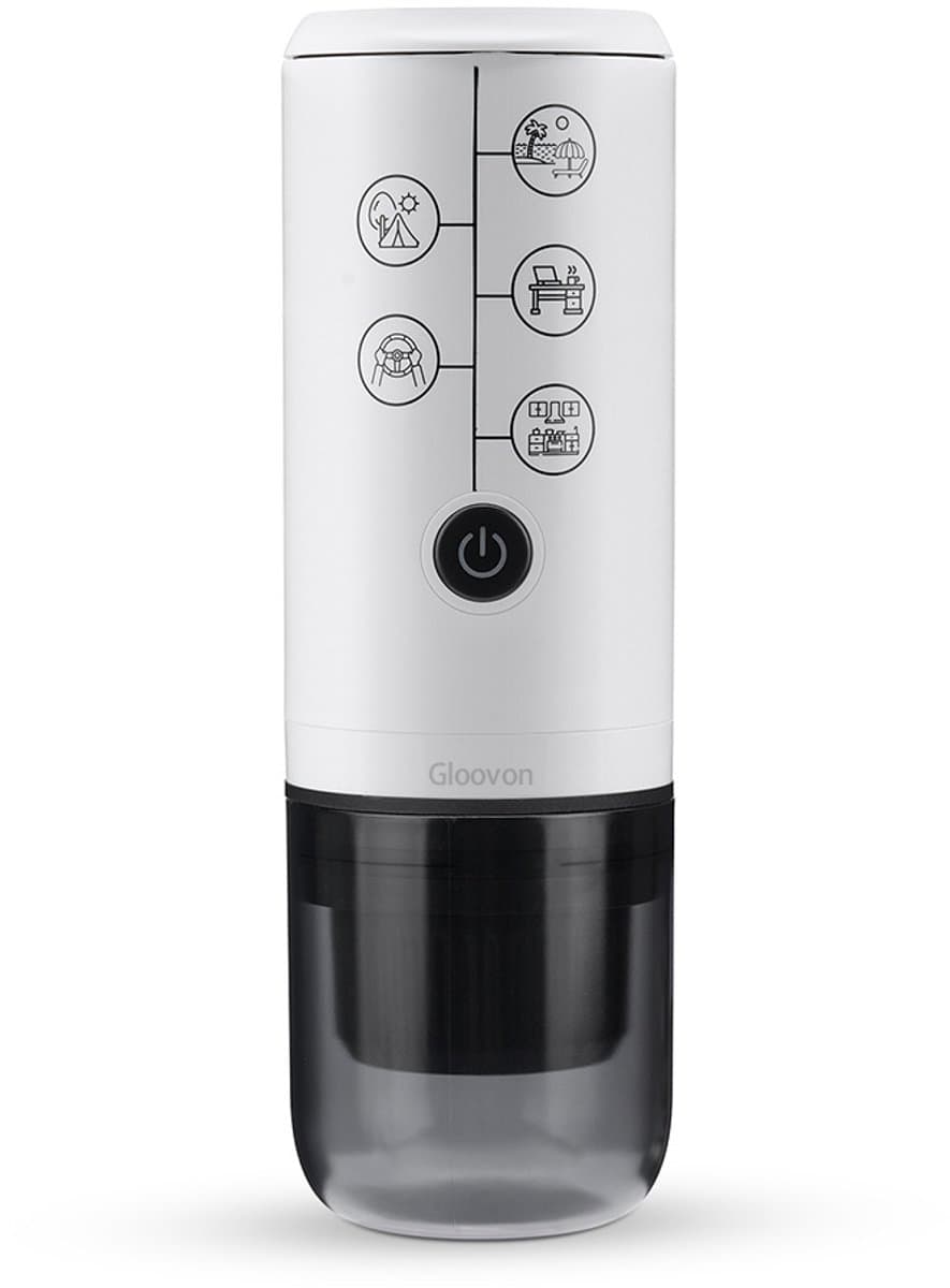 Gloovon® 3-in-1 Draagbare Espressomachine - Nespresso, Dolce Gusto & Koffiepoeder - 17 Bar - USB-C Oplaadbaar - Ideaal voor Auto, Camping & Reizen - Wit