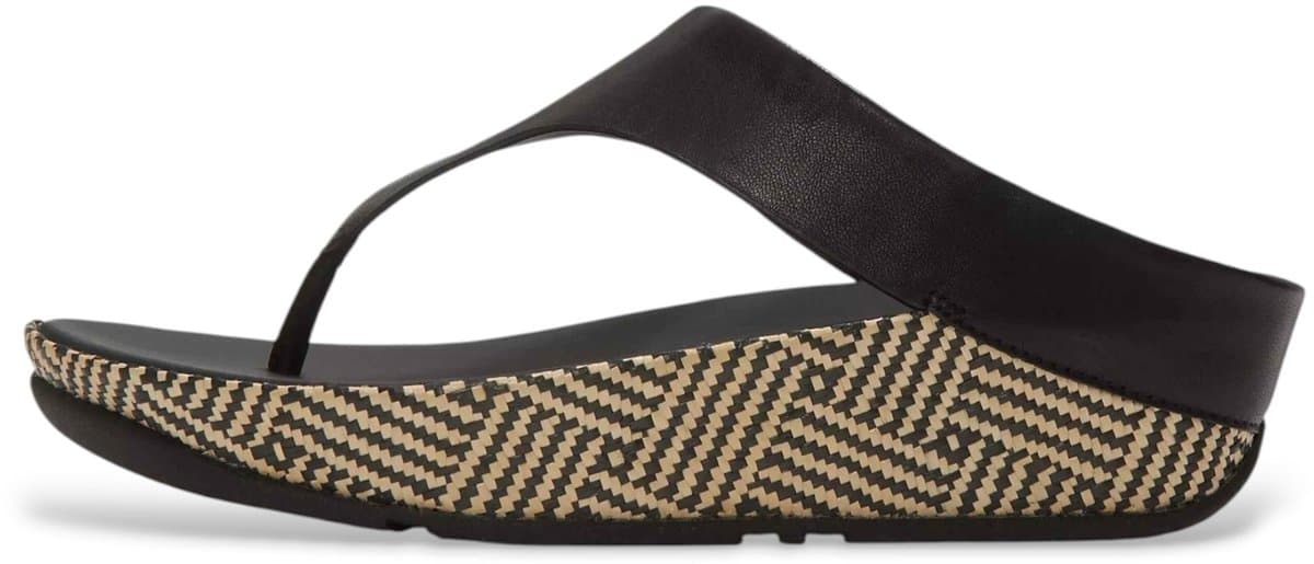 FitFlop Lulu Lux Graphic-Weave Leather Toe-Post Sandals Dames Sandalen - Zwart