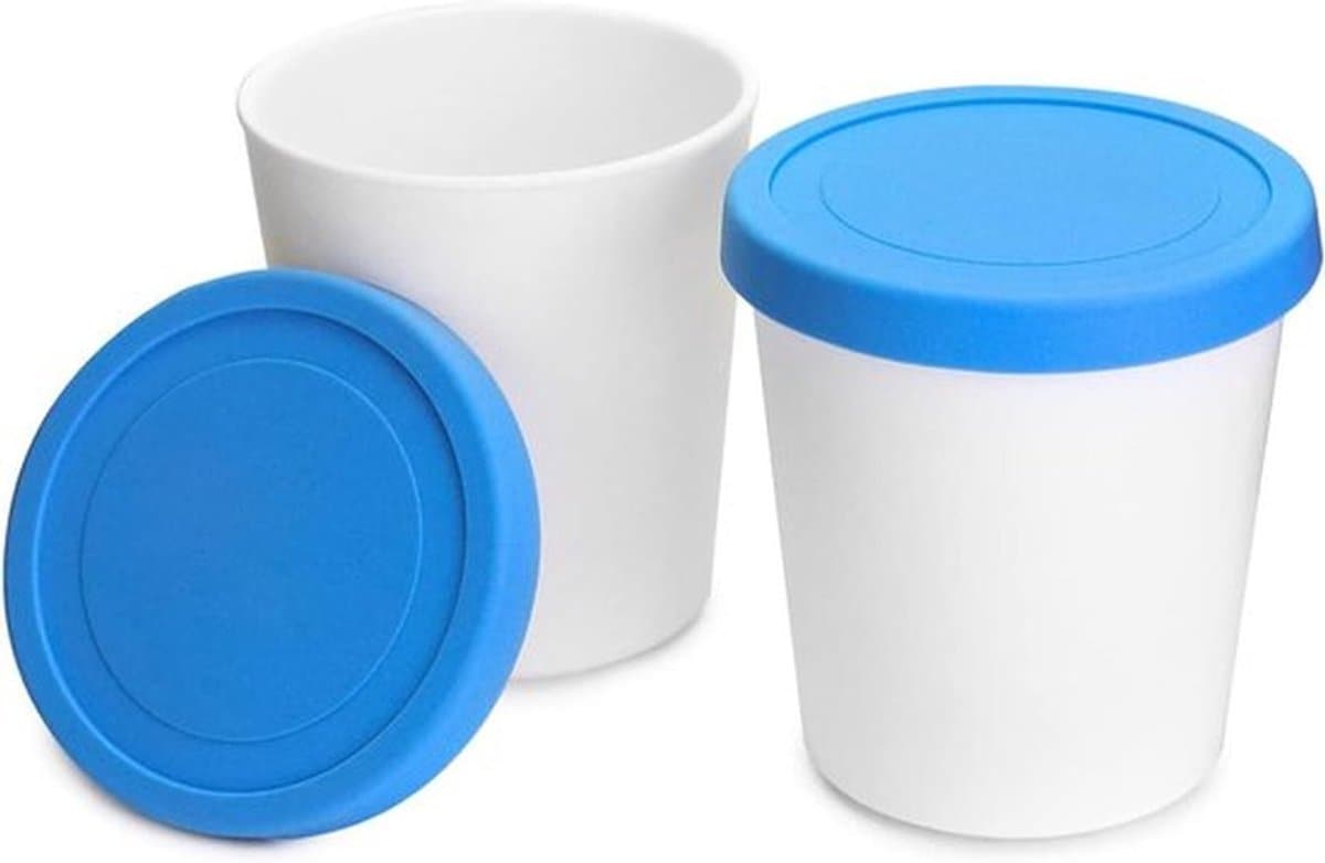Set van 2 ijscontainers - 1 L - Voedingsveilig - Herbruikbare diepvriesopslagcontainers met deksel