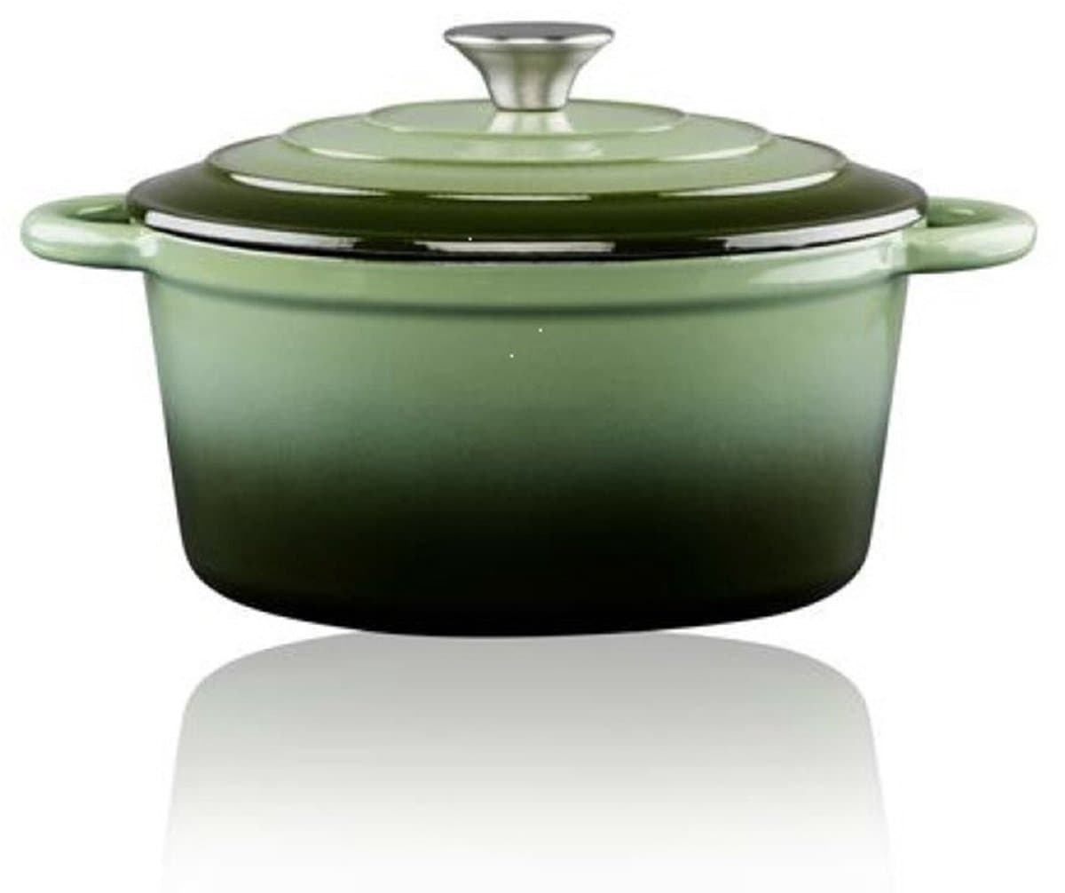 Alpina emaille gietijzeren stoofpan - groen, 24 cm, 3,8 L