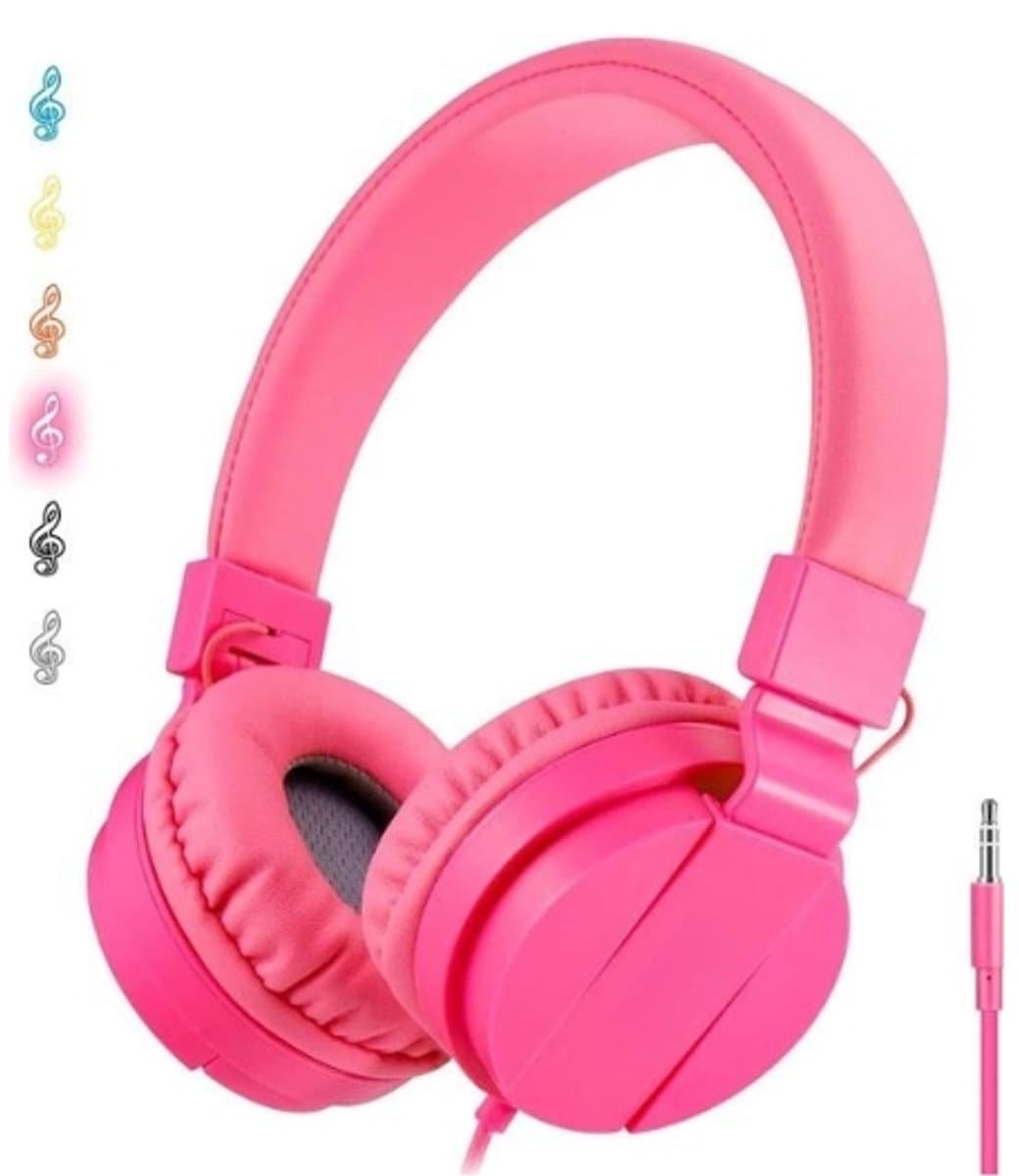 StayPowered Kinderhoofdtelefoon - Perfect Geluid en Comfort voor Jonge Luisteraars - Lichtgewicht - Opvouwbaar Design - Superzachte Oorkussens - Verstelbare Hoofdband - Krachtige 40 mm Drivers - Roze - Levering Sneller dan Aangegeven!