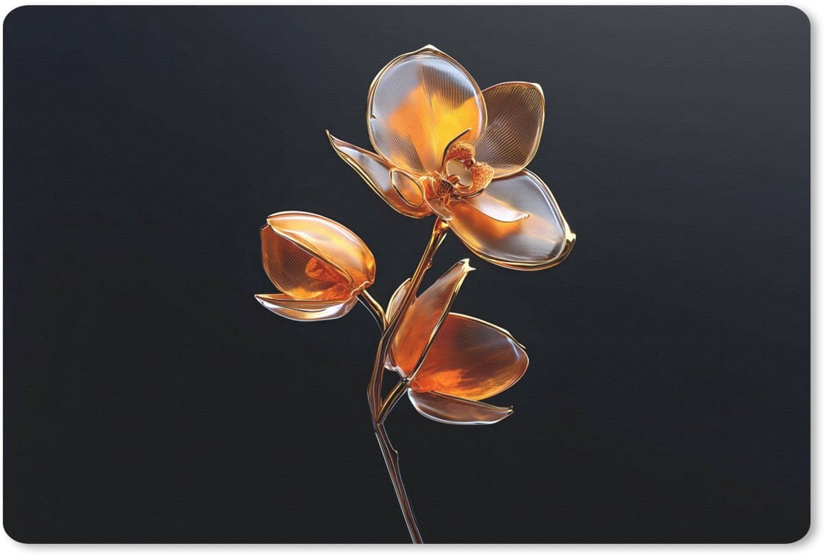 Muismat 27x18 cm - Mousepad Bloem - Orchidee - Oranje - Muismatten