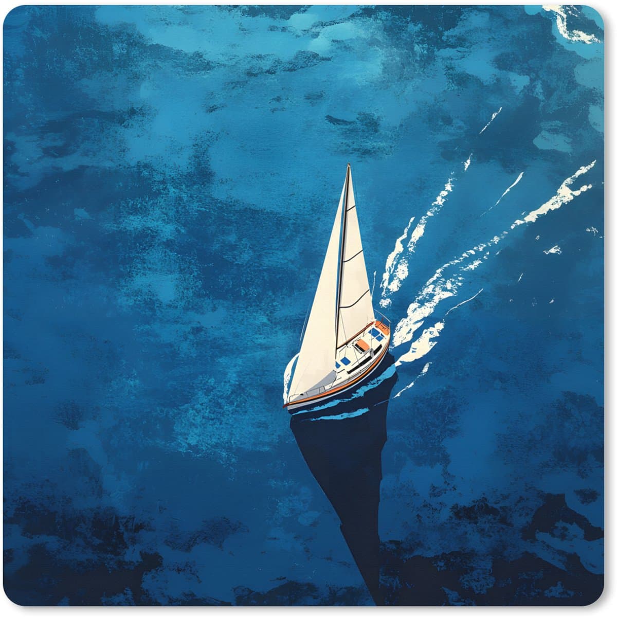 Muismat XXL 40x40 cm - Bureau onderlegger - Bureau mat Zeilboot - Water - Abstract - Schaduw - Bureaumat - Gaming mousepad xl - Bureaulegger groot - Computer deskmat