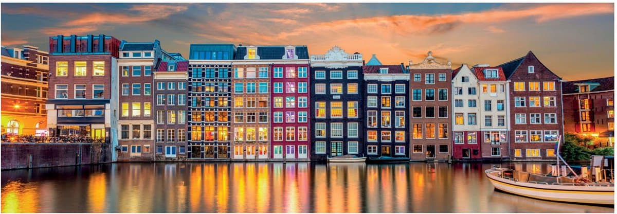 Clementoni panorama puzzel Amsterdam - 1000 stuks, 98 x 33 cm