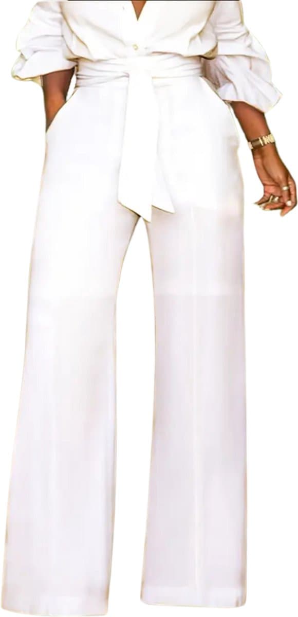 Bovista Linnen Broek Dames - Zomerbroek - Volwassenen - Lange Broek - Pantalon - Strandbroek - Zomer - Ibiza Stijl - Wit - Maat S