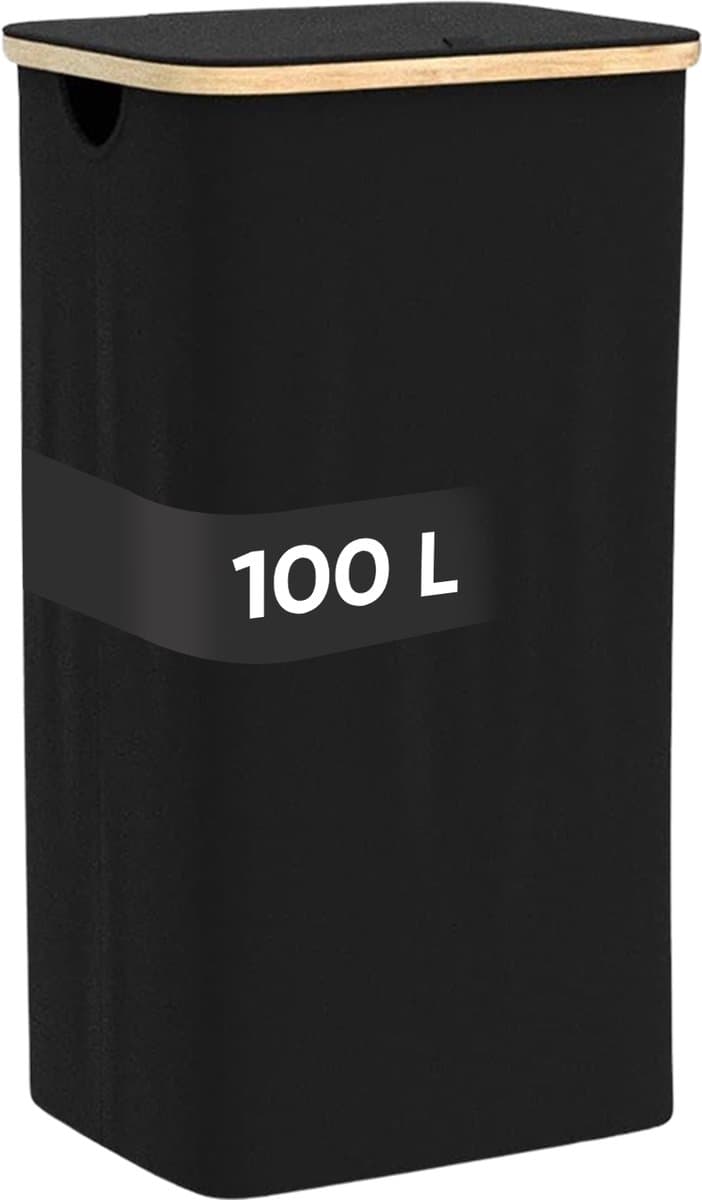 DARI. Wasmand 100L - Opvouwbare wasmand - Uitneembare waszak - Wassorteerder - Zwart