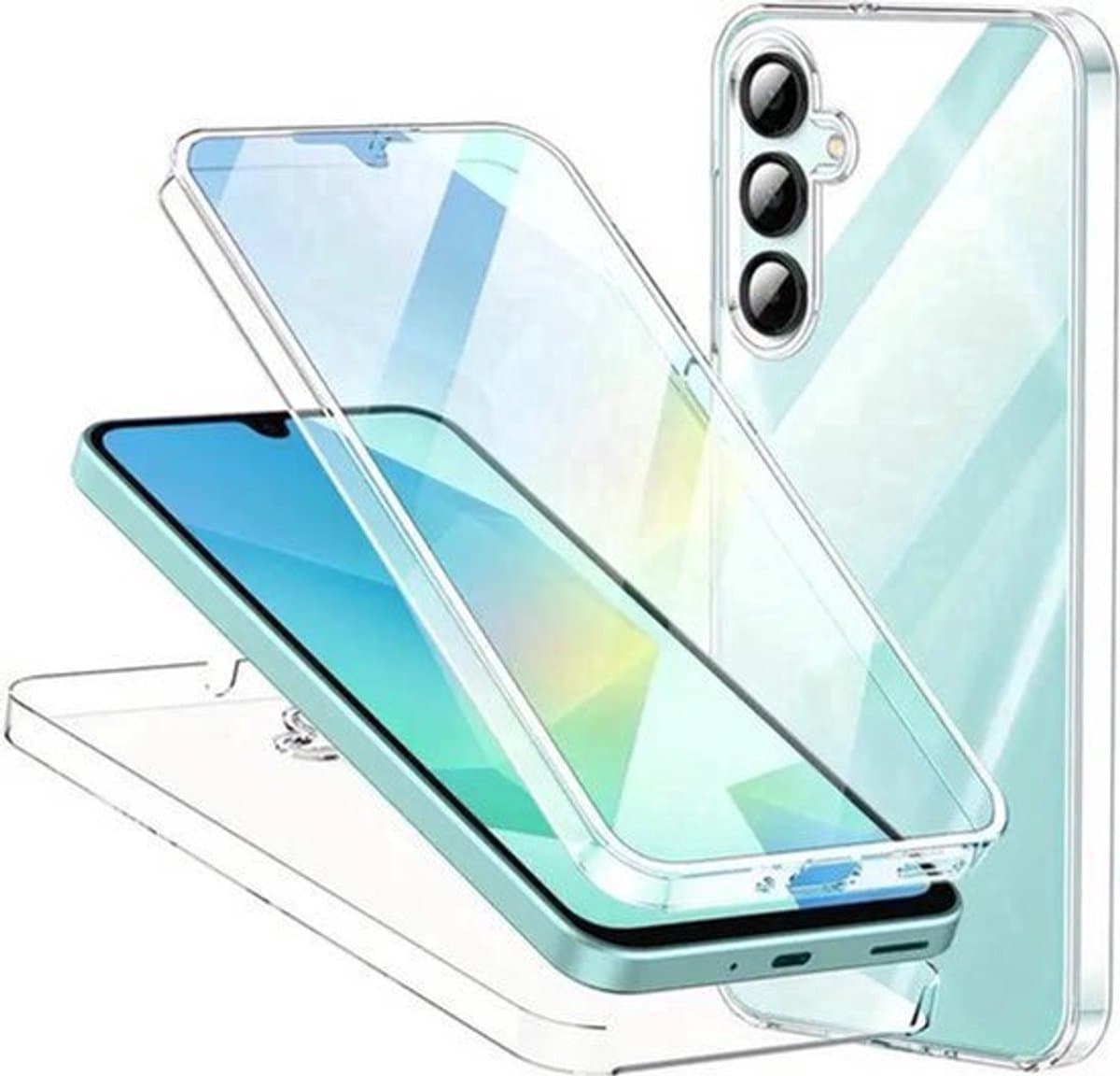 360° Graden Voor en Achter Bescherming Hoesje - Geschikt voor Samsung Galaxy A56 - Dun en Licht - Transparant