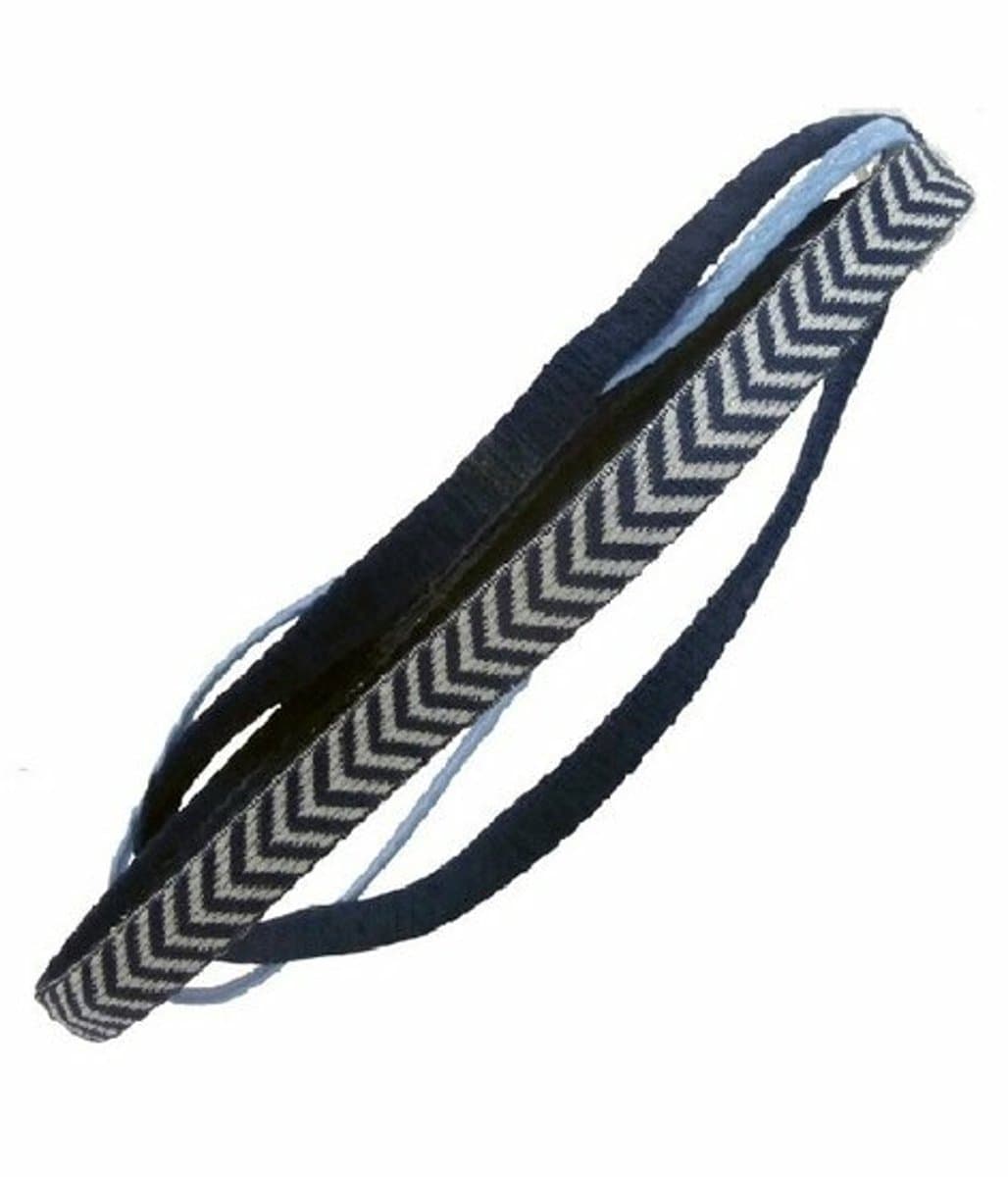 Haarsoires Haarband Sport 1cm – Elastiek - Anti-slip – Blauw - Set van 3 - Sporthaarband - Sportieve Hoofdband - voor Dames & Heren