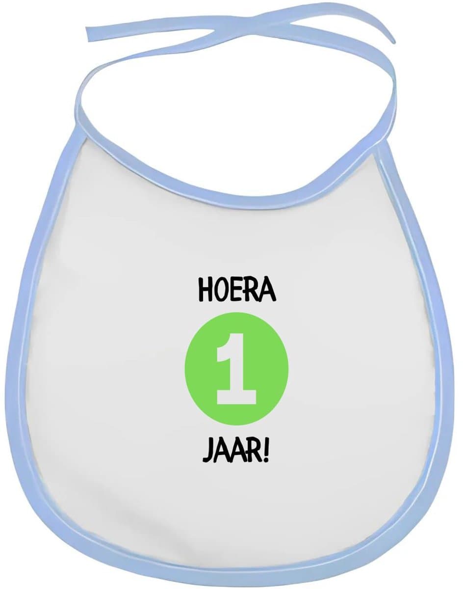 Akyol - hoera 1 jaar slabbetje blauw - Verjaardag - jarigen - verjaardagscadeau - peuter - happy birthday