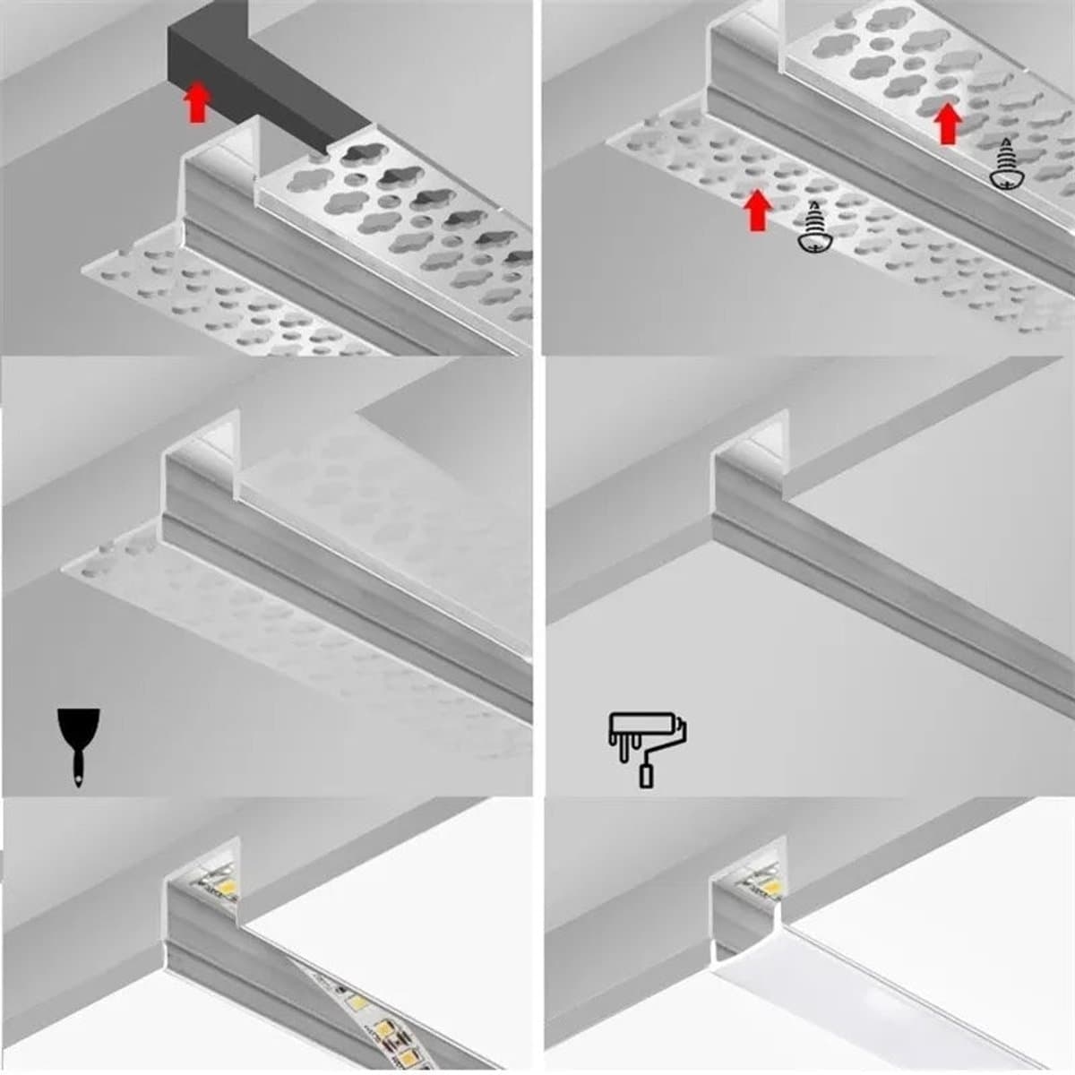 Inbouw aluminium profiel 2m voor LED-strip - Kunststof - Zilver - SILUMEN
