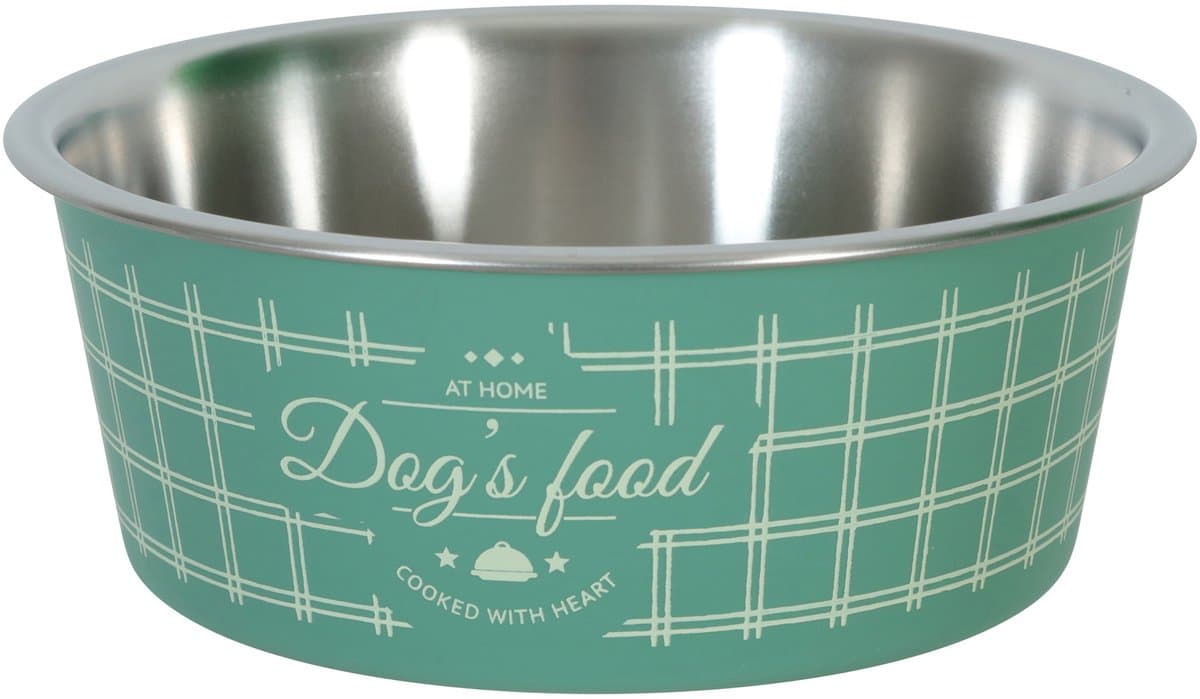Voerbak Hond Zolux - Groen, Anti-Slip Ruitjes - 750ml, Roestvrijstaal, Ø 15cm