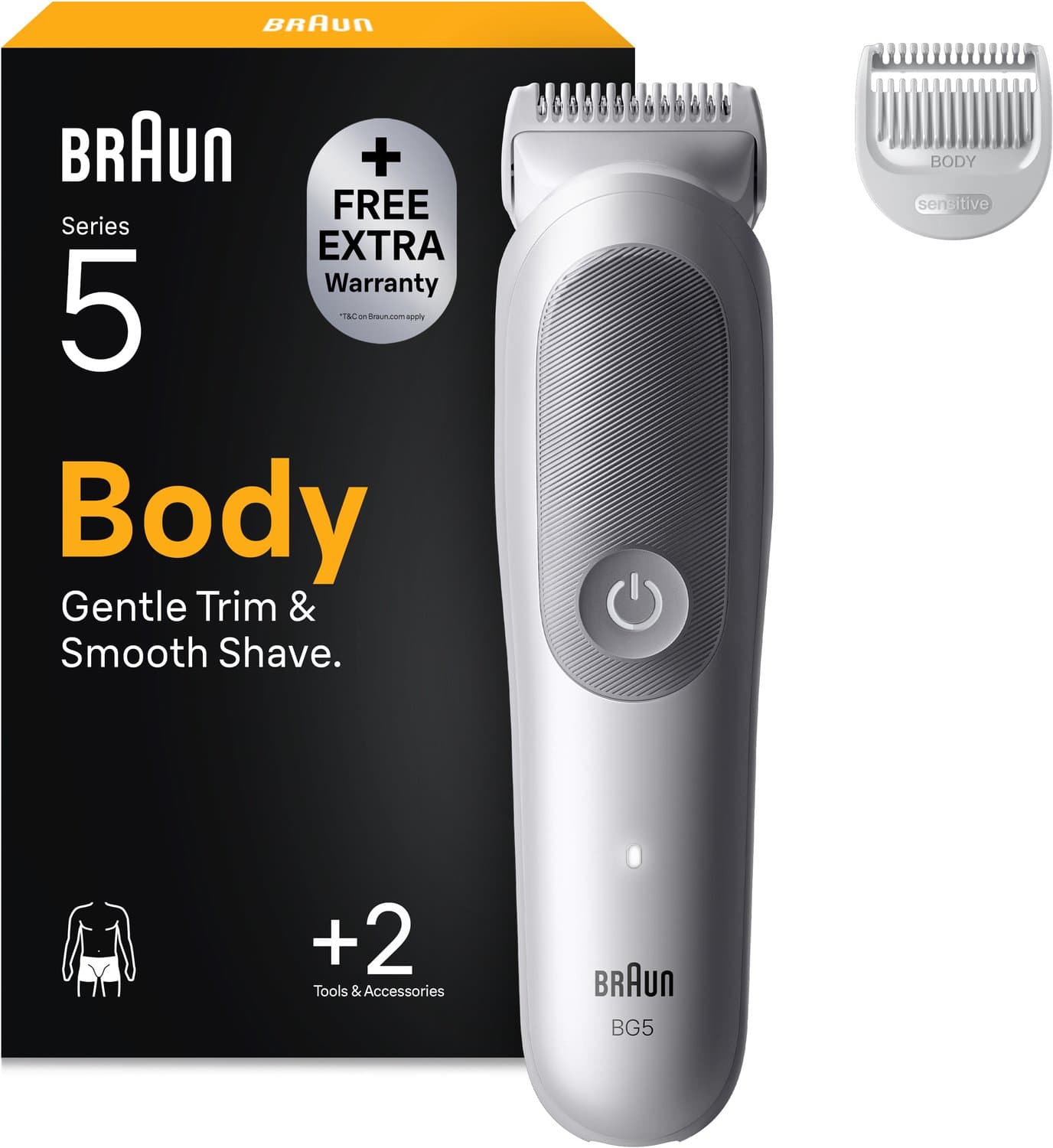 Braun Body Groomer Series 5 BG5500 +2 Verzorgingstools - Trim & Scheer Haar - Waterdicht - Grijs