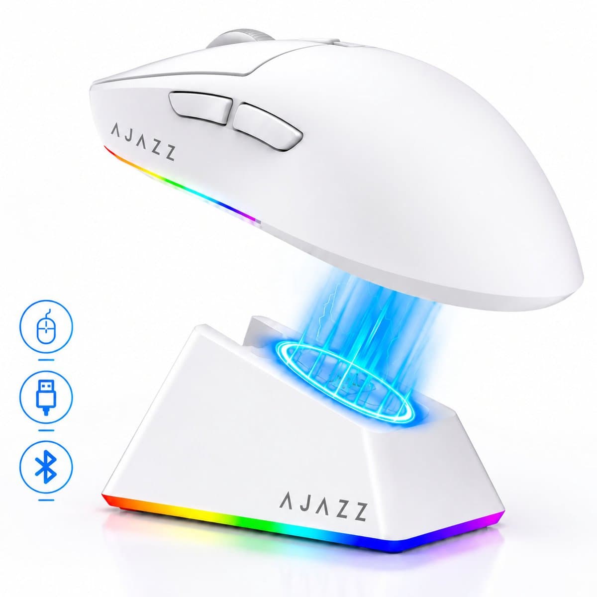 AJAZZ AJ139 V2 MC-Draadloze Gaming muis-RGB oplaadstation-66g ultralichte driemodus optische muis-PAW3311‑sensor tot 12000 DPI-ergonomische oplaadbare gaming‑muis voor pc/Mac