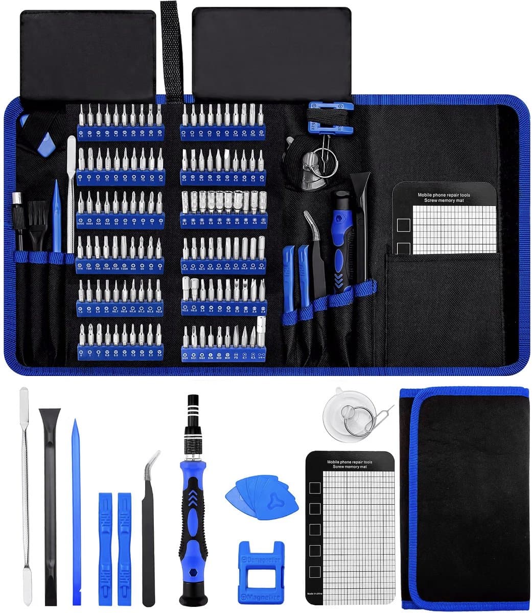 Precisie Schroevendraaierset 140 in 1 – Magnetische Reparatieset met 120 Bits en 20 Accessoires voor Elektronica, Laptop, Telefoon en Console
