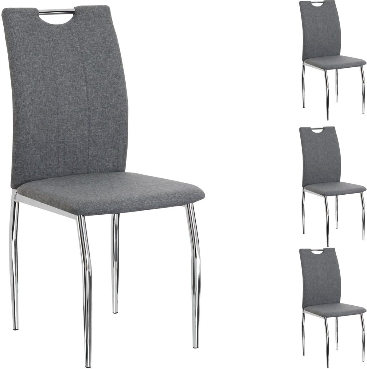 Eetkamerstoel APOLLO, set van 4 stoelen met grijze stoffen bekleding