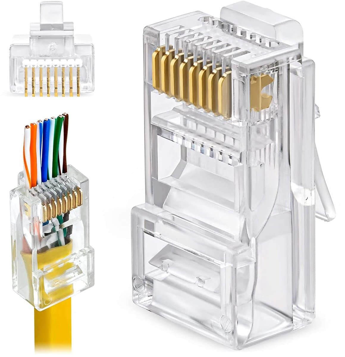 Greluma 40 St RJ45 CAT6 Pass Through-connectoren Uiteinden Ethernet Vergulde Nnetwerk Eindstekker - ShopVlot