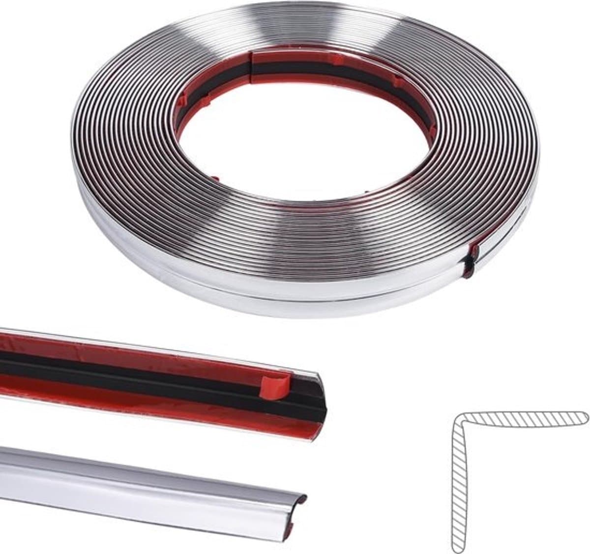 Decoratieve sierlijst - Tape voor randafwerking - Voor woondecoratie - Zelfklevend flexibel PVC - 10 meter lengte - Zilver