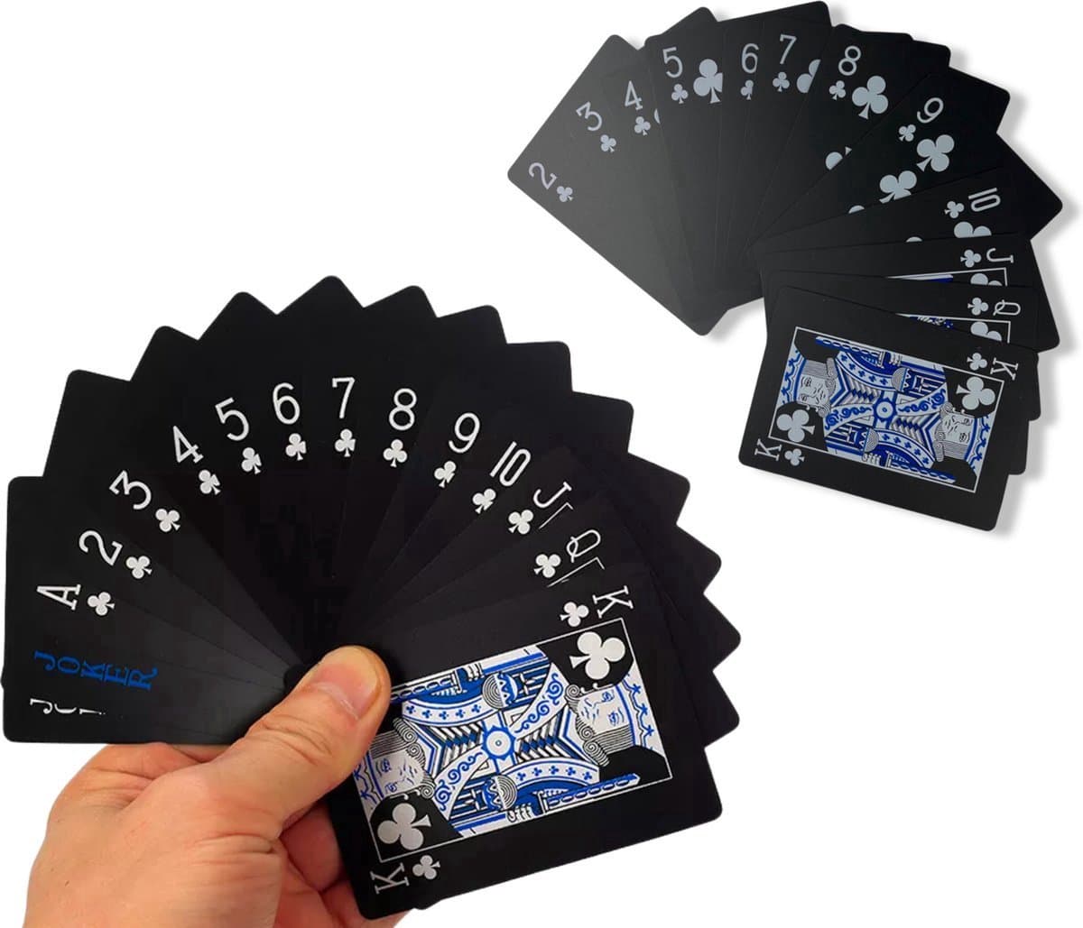 54x speelkaarten - Pokerkaarten - Spelkaarten - Waterdichte speelkaarten - Plastic speelkaarten - Poker set - Kaartspel - Speelkaarten set - Playing cards - Zwart en blauw - PVC - Jonyx