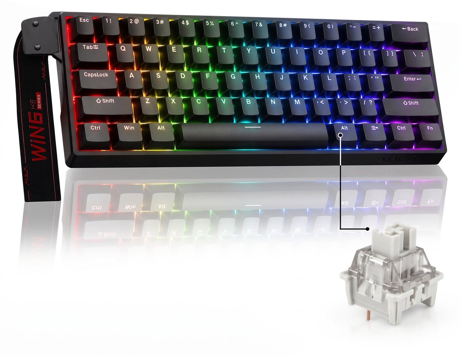 AULA WIN60 HE - 60% Bedraad RGB Gaming Toetsenbord - Magnetische Toetsen - Hall Effect Rapid Trigger - Gasket - Hot Swap - 8K Hz Polling Rate - QWERTY Toetsenborden - Zij Bedrukte toetsen - 61 Keys - Zwart